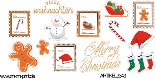 Stk weihnachtssticker - 39, stk.