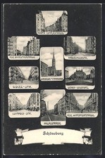 Mikroskop-AK Berlin-Schöneberg, Winterfeldplatz, Victoria-Luiseplatz, Martin-Lu 