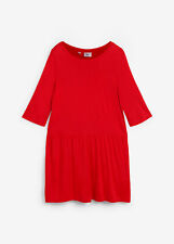 Viskose Longshirt mit Volant, Halbarm Gr 48/50 Erdbeere Damen Shirt Oberteil Neu