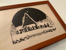 schöner alter Scherenschnitt, Stille Nacht - Heilige Nacht um 1930, Weihnachten