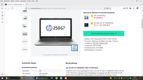 Notebook 250 6 - 250, 15,6