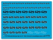 Peddinghaus-Decals 1/72 1833 Seitenrudermarkierungen Me 109 E-Me 109 G-Fw 190A-F