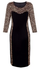 SAMT-KLEID schwarz-champagner-beige ABENDKLEID GR.44 46 50 52 54 NEU