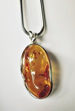 SCHMUCK-STCK Anhänger  BERNSTEIN  gebohrt Silber Silberöse Stein Heilstein groß