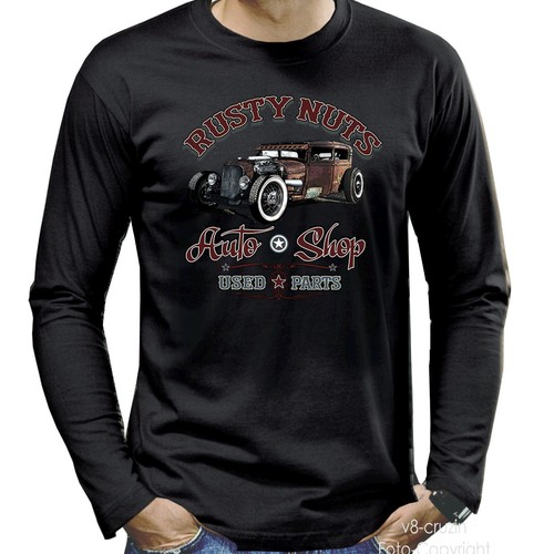 Hot rod shirt langarm - rod,