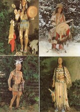 114/383 AK INDIANER KLEIDUNG TRACHT KARL MAY MUSEUM RADEBEUL DDR JAHR 1985 - 4 x