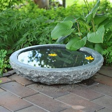 Granit Wasserschale Vogeltränke Naturstein Ø 46cm groß Vogelbad Steinschale 2