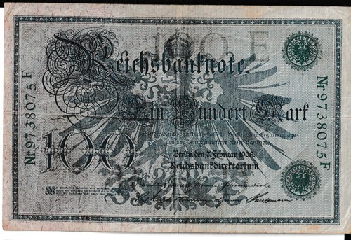 Geldschein 100 mark - mark, 7.2.1908