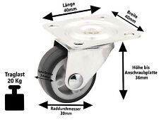 4 x Vollgummi Möbel Lenkrolle