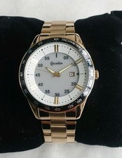 Cacalla Herrenuhr Tachometer Datumsanzeige Goldene Farbe Batterie Neue P25.