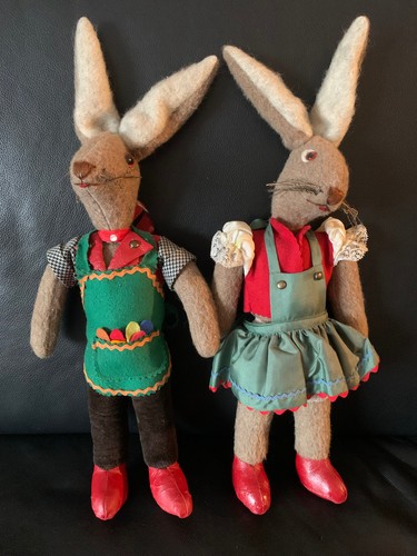 Altes osterhasenpaar aus stoff - osterhasenpaar,