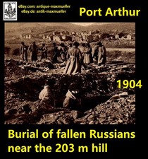 China Hafen Arthur Lüshunkou 旅順口區 Bestattung gefallener Russen orig. foto 1904