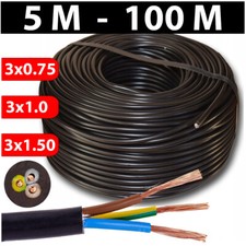 SCHLAUCHLEITUNG H03VV-F Kabel Stromkabel H03VVF Schwarz 3x0.75 3x1.0 3x1.5mm² ⭐⭐