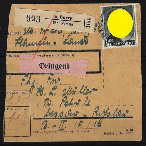 Deutsches reich paketkarte - deutsches,