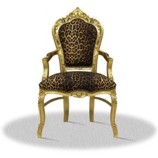 Barockstuhl Stuhl Leopard Gold