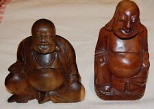 2 X BUDDHA HOLZ FIGUREN 18 CM und 14 CM *Konvolut  SEHR GUTER ZUSTAND