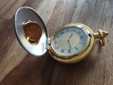 neuw. Mayfair Taschenuhr mit Etui, 1DM Münze drehbar im Deckel,orig. Schutzfolie