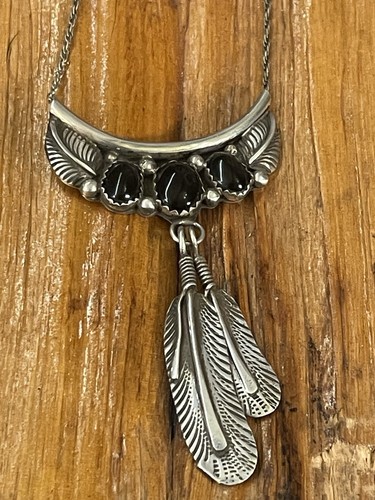 Vintage navajo onyx collier - navajo,