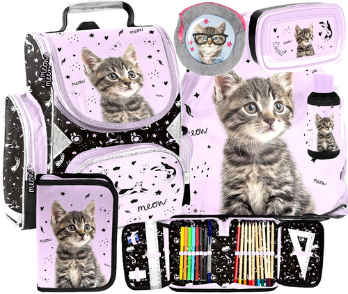 Set 6tlg schulranzen katze - schulranzen,