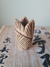 Japanisches Netsuke - Hirschhorn Chrysantheme! Meijii Alter! Kostenloser Versand