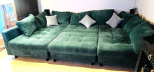 Wohnlandschaft Couch mit Hocker & Kissen grün neuwertig Toni U Home Affaire Cord