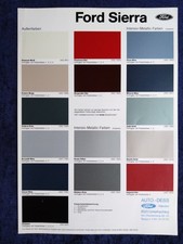 FORD Sierra Farbkarte 10.1984  für Farben Polster und Kombinationsmöglichkeiten