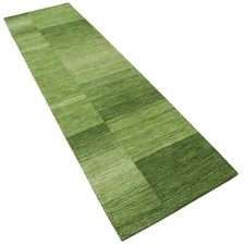 Grün Brücke Teppich 100% Wolle 70X240 cm Handarbeit Läufer Handgetuftet T984