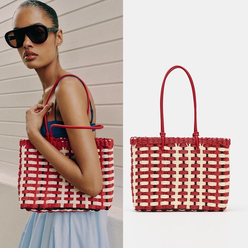 New zara woven effect red - zara,