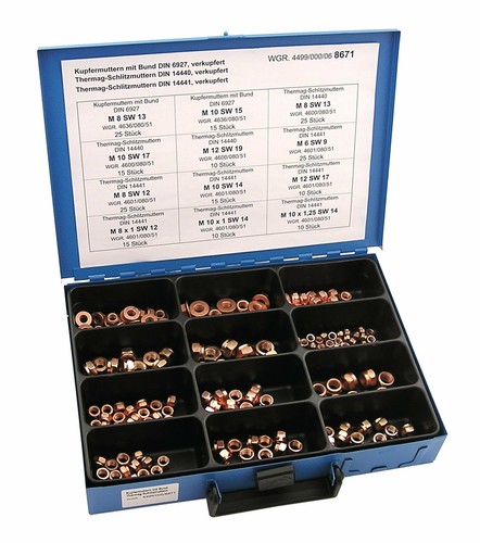 Sortimente kupfermuttern mit - sortimente,