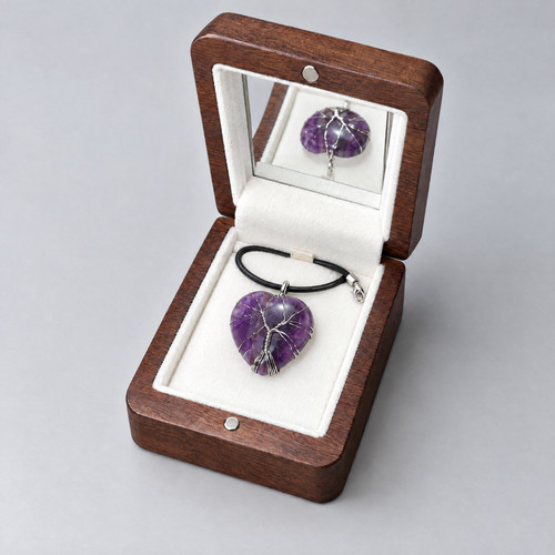Amethyst kette herz lebensbaum - kette,