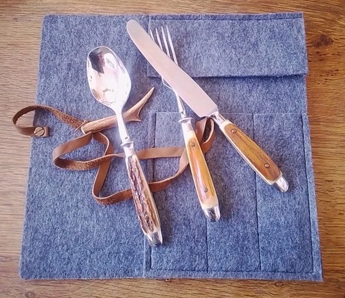 Jagdbesteck,Filzwickeltasche,N