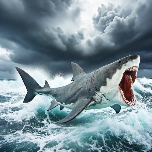 Hai figur pvc megalodon shark - figur,
