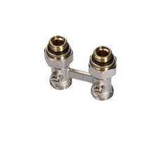 Hahnblock Heizkörper Zweirohr Ventil Eurokonus Vernickelt Durchgang 1/2" IG