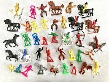 Sammlung 39x West Germany Hong Kong Kunststofffiguren Cowboy Indianer Pferde