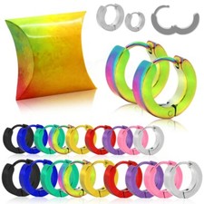 Creolen Creole Huggie Sleeper + Geschenkbox polierter Rundstahl Unisex