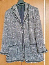 Übergangs Jacke Blazer Boucle Tweed Damen 52 Grau Weiß meliert NEU UNGETRAGEN