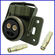 2 polige Nato Steckdose mit Deckel + 2x Kontaktbuchse 50mm² 12V / 24V Starthilfe