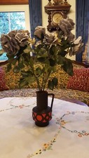 Blumen, Kunstblumen, Art Seidenblumen, Strauss 5 Stück blaue Rosen, mit Vase