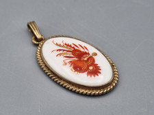 Meissen Porzellan Schmuck Anhänger, roter Hofdrache Handmalerei 1. Wahl, Metall