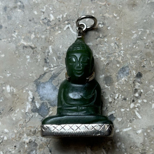 Buddha anhänger grün silber - anhänger, grün/silber