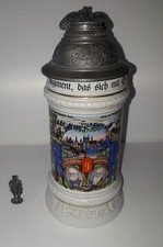 Bierkrug mit Zinndeckel Original Gerzit / defekter Zinndeckel