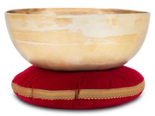 Therapie Klangschale Ton C groß Schale Singing Bowl Wurzel Chakra Kissen Set