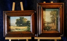 2 kleine romantische Bilder mit antikem buco Echtholz Rahmen