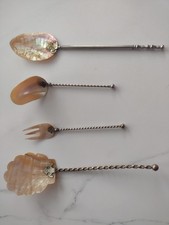 Vorlegebesteck Silber -  Perlmutt - 4 Teile - 1900 - Antik -