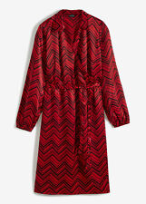 Satin-Kleid in Wickeloptik Gr. 40 Tiefrot Schwarz Langarmkleid Abendkleid Neu*