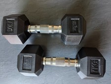 Set Gummi-Kurzhantel HEX, 7 kg