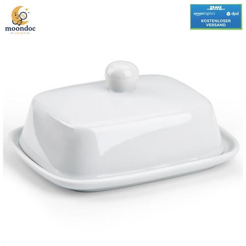 Butterdose keramik 250g - butterdose, weiß