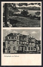 AK Ludwigshafen /Bodensee, Hotel Pension Löwen F. Glöckler, Blick v. Guggenbieh 