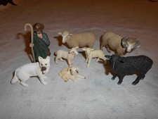 Schleich Schäfer mit weissen Schäferhund Widder Schafe Lämmchen