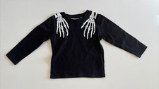 H&M BASIC HALLOWEEN SCHWARZ SKELETT LANGARM SHIRT T-SHIRT GR.92 CM 1,5-2 JAHRE